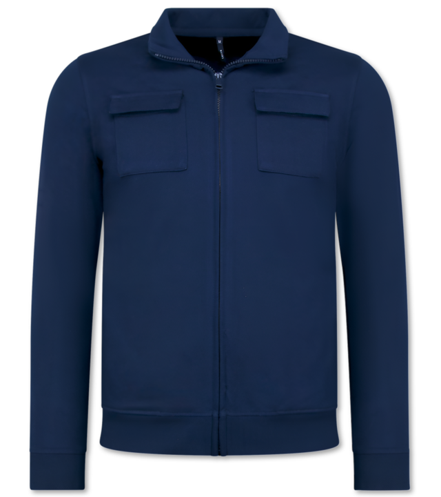 Baker's Herren Unterhemden mit Reißverschluss - Ohne Kapuze - Sweatweste Herren - 579 - Blau