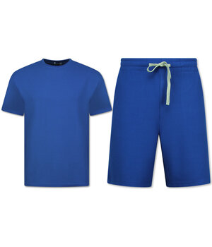 Enos Herren Sommer Set – Ribbed  Oversized Twinset – Kombi Set – F 918 – Blau