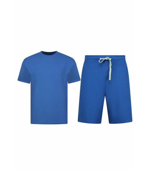 Enos Herren Sommer Set – Ribbed  Oversized Twinset – Kombi Set – F 918 – Blau