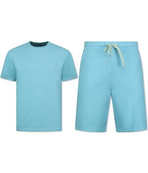 Enos Herren Sommer Set – Ribbed  Oversized Twinset – Kombi Set – F 918 – Turquoise