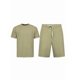 Enos Herren Sommer Set – Ribbed  Oversized Twinset – Kombi Set – F 918 – Braun