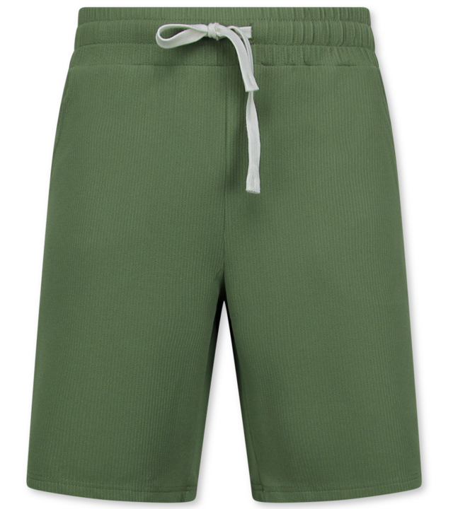 Enos Twinset – Geripptes Oversize Hemd – Sommer Set für Herren – Zweiteiliges Set – Kombi Set – F 915 – Grün