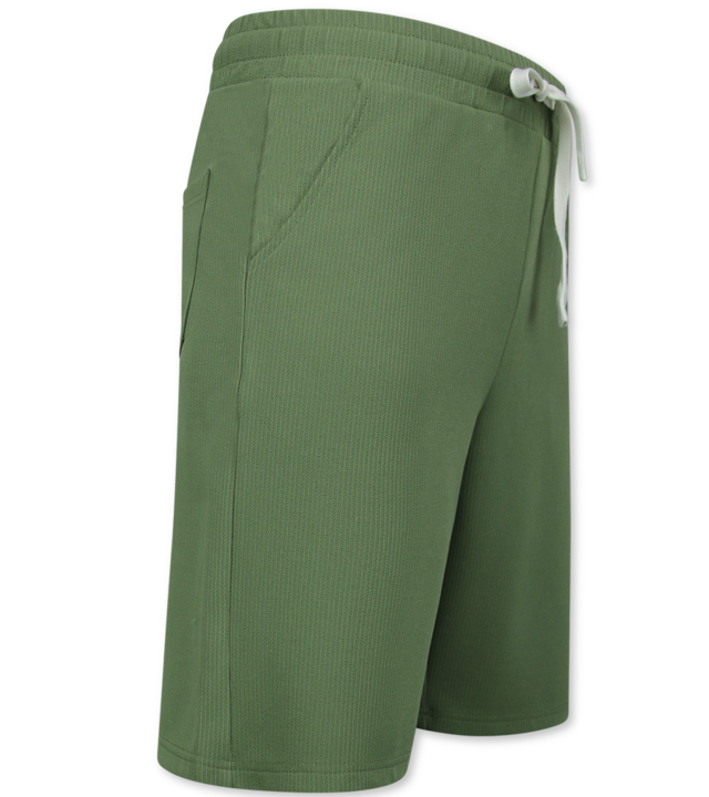 Enos Twinset – Geripptes Oversize Hemd – Sommer Set für Herren – Zweiteiliges Set – Kombi Set – F 915 – Grün