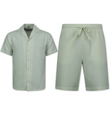 Enos  Geripptes Oversize Hemd – Sommer Set für Herren – Zweiteiliges Set – Kombi Set – MG 009 – Beige