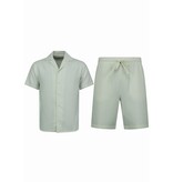 Enos  Geripptes Oversize Hemd – Sommer Set für Herren – Zweiteiliges Set – Kombi Set – MG 009 – Beige