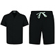 Geripptes Oversize Hemd – Sommer Set für Herren – Zweiteiliges Set – Kombi Set – MG 009 – Schwarz