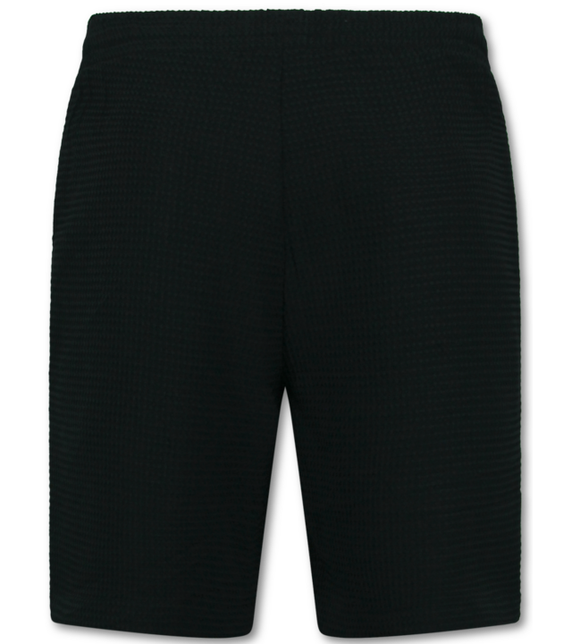 Enos  Geripptes Oversize Hemd – Sommer Set für Herren – Zweiteiliges Set – Kombi Set – MG 009 – Schwarz