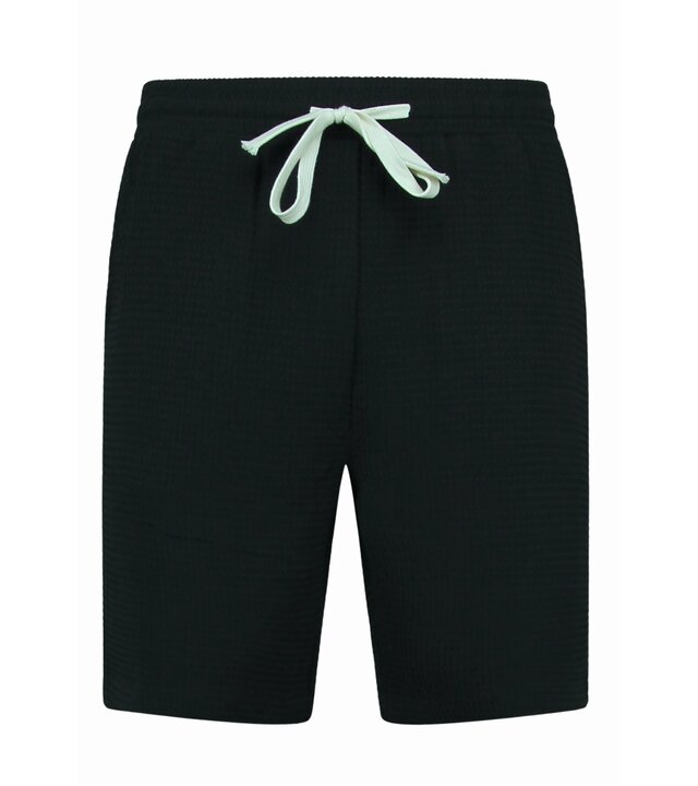 Enos  Geripptes Oversize Hemd – Sommer Set für Herren – Zweiteiliges Set – Kombi Set – MG 009 – Schwarz