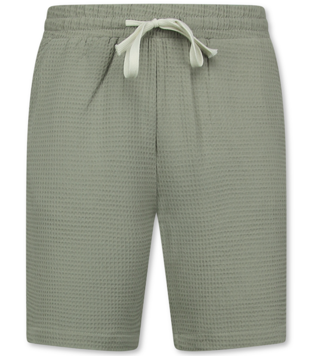 Enos  Geripptes Oversize Hemd – Sommer Set für Herren – Zweiteiliges Set – Kombi Set – MG 009 – Grau