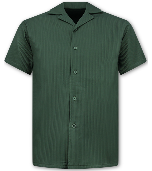 Enos Herren Sommer Set – Geripptes Oversize Hemd – Herren Shorts / Herren Oversize T Shirt – Twinset – F 919 – Grün