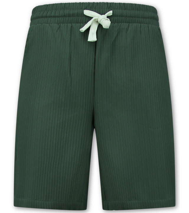 Enos Herren Sommer Set – Geripptes Oversize Hemd – Herren Shorts / Herren Oversize T Shirt – Twinset – F 919 – Grün