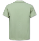 Enos Twinset – Sommer Set Herren – Geripptes Oversize Hemd – Herren Shorts / Oversize T Shirt Herren – F 919 – Braun