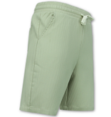 Enos Twinset – Sommer Set Herren – Geripptes Oversize Hemd – Herren Shorts / Oversize T Shirt Herren – F 919 – Braun