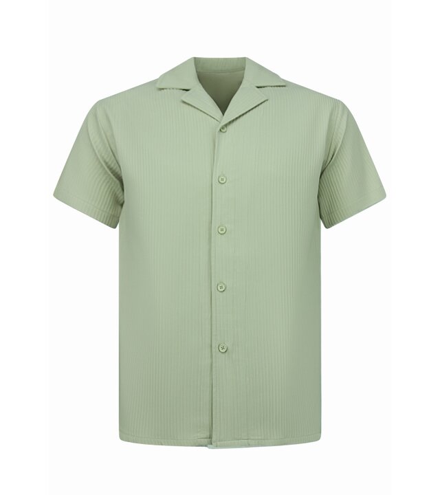 Enos Twinset – Sommer Set Herren – Geripptes Oversize Hemd – Herren Shorts / Oversize T Shirt Herren – F 919 – Braun