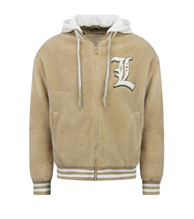 Enos Teddy Mantel für Herren mit Kapuze – Oversized Baseballjacke – Mittelschwerer Mantel für Herren – 537 – Braun