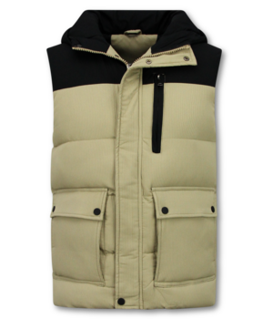 Enos Herren Bodywarmer – Herren Bodywarmer mit Kapuze – 901 – Beige