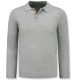 Enos  Herrenpullover - Herren Langarm Poloshirt - 536 -  Grau