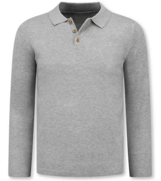 Enos  Herrenpullover - Herren Langarm Poloshirt - 536 -  Grau