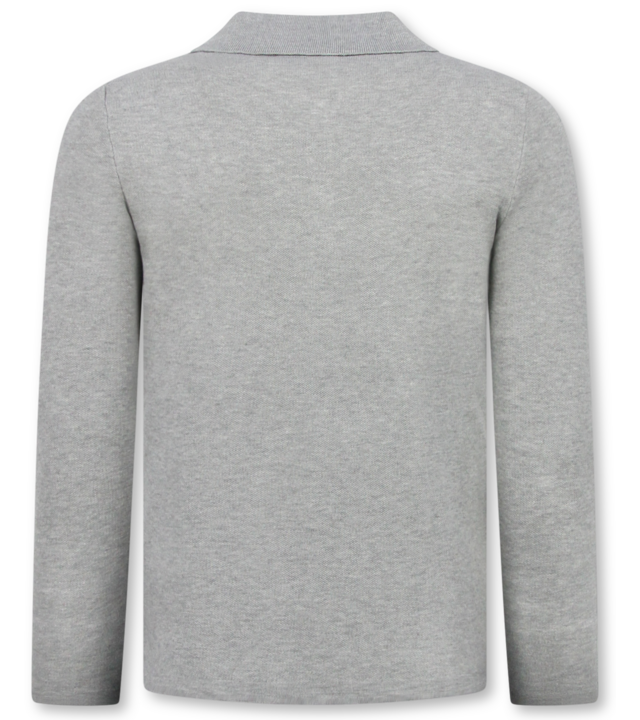 Enos  Herrenpullover - Herren Langarm Poloshirt - 536 -  Grau