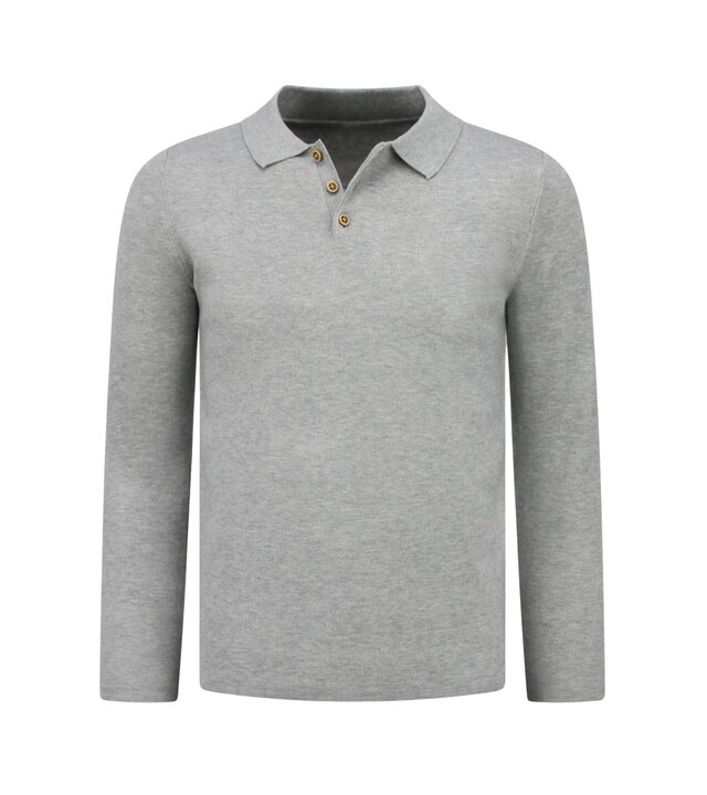 Enos  Herrenpullover - Herren Langarm Poloshirt - 536 -  Grau