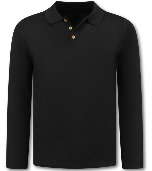 Enos Herrenpullover - Herren Langarm Poloshirt  - 536 - Schwarz