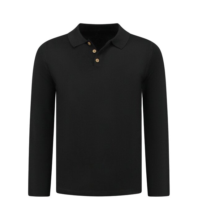 Enos Herrenpullover - Herren Langarm Poloshirt  - 536 - Schwarz