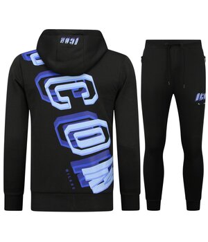 TopStar Herren Trainingsanzug – ICON Trainingsanzug – Jogginganzug für Erwachsene – Home Anzug – Herren Set – 5732 – Schwarz/Blau