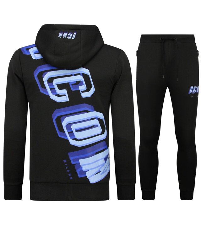 TopStar Herren Trainingsanzug – ICON Trainingsanzug – Jogginganzug für Erwachsene – Home Anzug – Herren Set – 5732 – Schwarz/Blau