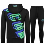 TopStar Herren Jogginganzug – Trainingsanzug – Trainingsanzug ICON – Hausanzug – Zweiteiler – 5732 – Schwarz/Grün