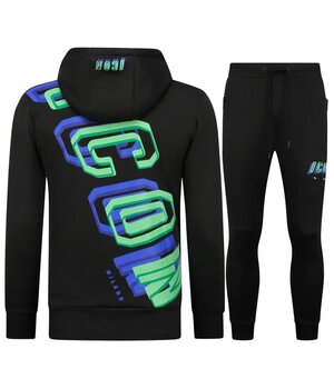 TopStar Herren Jogginganzug – Trainingsanzug – Trainingsanzug ICON – Hausanzug – Zweiteiler – 5732 – Schwarz/Grün