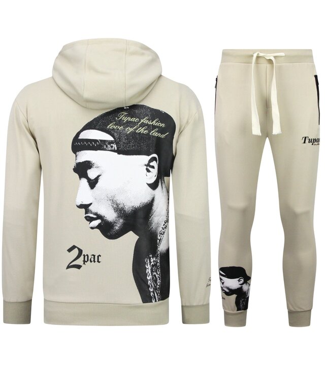TopStar Tupac Trainingsanzug – 2Pac Jogginganzug mit Kapuze für Herren – Heimtrainer für Herren (Erwachsene) – 663 – Braun