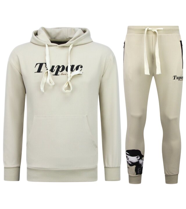 TopStar Tupac Trainingsanzug – 2Pac Jogginganzug mit Kapuze für Herren – Heimtrainer für Herren (Erwachsene) – 663 – Braun
