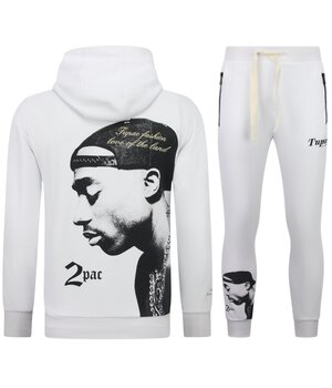 TopStar Tupac Trainingsanzug – 2Pac Jogginganzug mit Kapuze für Herren – Heimtrainer für Herren (Erwachsene) – 663 – Weiß