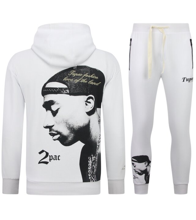 TopStar Tupac Trainingsanzug – 2Pac Jogginganzug mit Kapuze für Herren – Heimtrainer für Herren (Erwachsene) – 663 – Weiß
