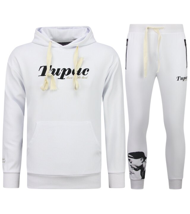 TopStar Tupac Trainingsanzug – 2Pac Jogginganzug mit Kapuze für Herren – Heimtrainer für Herren (Erwachsene) – 663 – Weiß