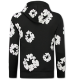 TopStar Dick gewebter Herren Trainingsanzug mit Allover Blumenmuster – Herren Blumenanzug – Twinset – 5991 – Schwarz