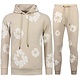 Dick gewebter Herren Trainingsanzug mit Allover Blumenmuster – Herren Blumenanzug – Twinset – 5991 – Beige