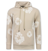 TopStar Dick gewebter Herren Trainingsanzug mit Allover Blumenmuster – Herren Blumenanzug – Twinset – 5991 – Beige