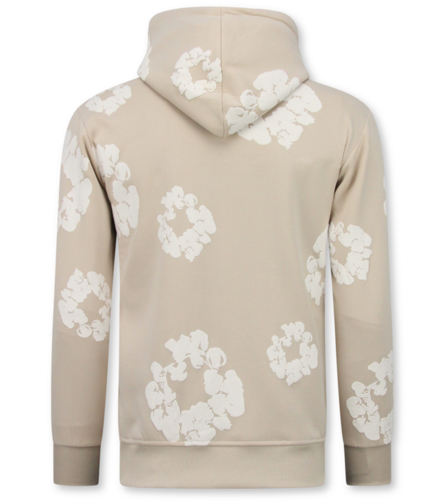 TopStar Dick gewebter Herren Trainingsanzug mit Allover Blumenmuster – Herren Blumenanzug – Twinset – 5991 – Beige