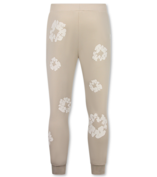 TopStar Dick gewebter Herren Trainingsanzug mit Allover Blumenmuster – Herren Blumenanzug – Twinset – 5991 – Beige