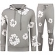 Dick gewebter Herren Trainingsanzug mit Allover Blumenmuster – Herren Blumenanzug – Twinset – 5991 – Grau