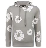 TopStar Dick gewebter Herren Trainingsanzug mit Allover Blumenmuster – Herren Blumenanzug – Twinset – 5991 – Grau