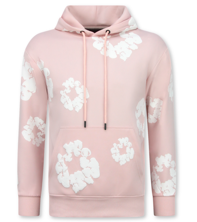 TopStar Dick gewebter Herren Trainingsanzug mit Allover Blumenmuster – Herren Blumenanzug – Twinset – 5991 – Rosa