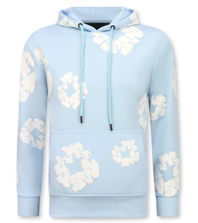 TopStar Dick gewebter Herren Trainingsanzug mit Allover Blumenmuster – Herren Blumenanzug – Twinset – 5991 – Blau