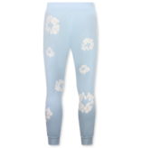 TopStar Dick gewebter Herren Trainingsanzug mit Allover Blumenmuster – Herren Blumenanzug – Twinset – 5991 – Blau