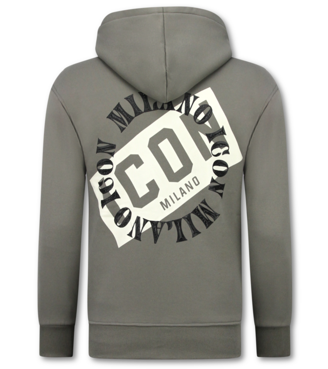 True Rise ICON Herren Kapuzenpullover mit Reißverschluss – Herren Kapuzenweste – Sportweste – 5623 – Grau