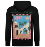 True Rise  Oversized Hoodie für Herren mit Kapuze – Algerien Print – Dick gewebt – 5816 – Schwarz