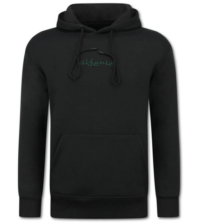 True Rise  Oversized Hoodie für Herren mit Kapuze – Algerien Print – Dick gewebt – 5816 – Schwarz