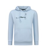 True Rise Oversized Hoodie für Herren mit Kapuze – Algerien Print – Dick gewebt – 5816 – Hellblau