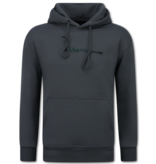 True Rise Oversized Hoodie für Herren mit Kapuze – Algerien Print – Dick gewebt – 5816 – Grau